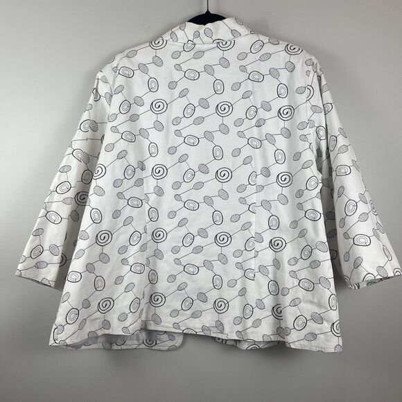 Lucy & Laurel Jacket Womens 2X White Gray‎ Geometric Cotton Open Front Artsy Art - Picture 6 of 8